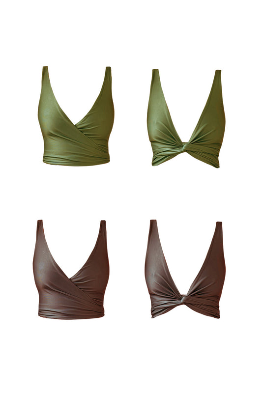 Tea Tree Reversible Bikini Wrap Top - Second/Sample