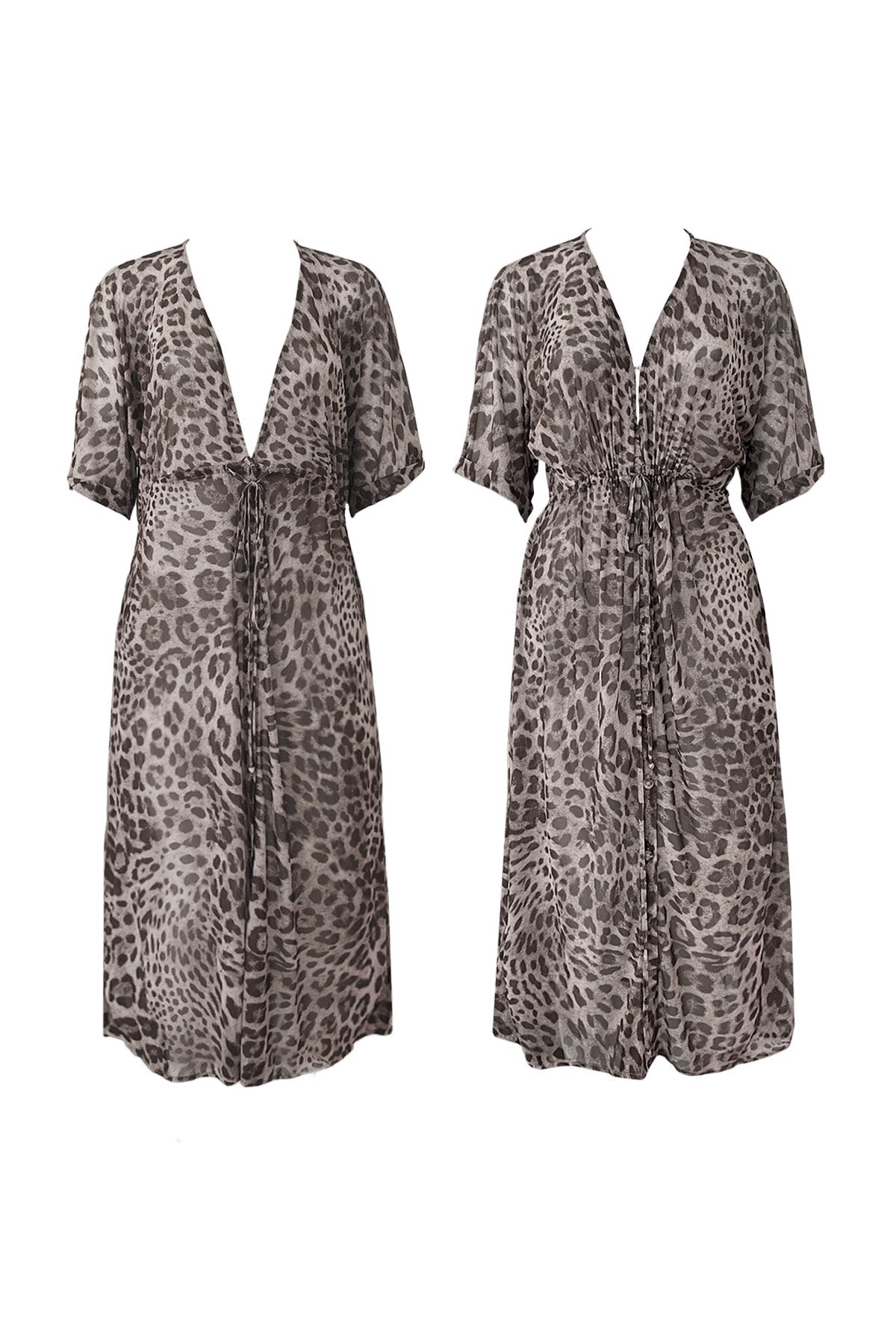 Cecile Kaftan Dress - Leopard (Light) -Sample