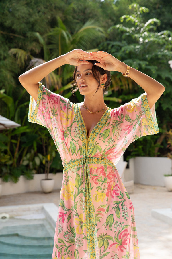 Mesh Cecile Kaftan Dress - Limoncello