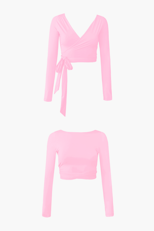 Bon Bon Long Sleeve Wrap Top - Pink