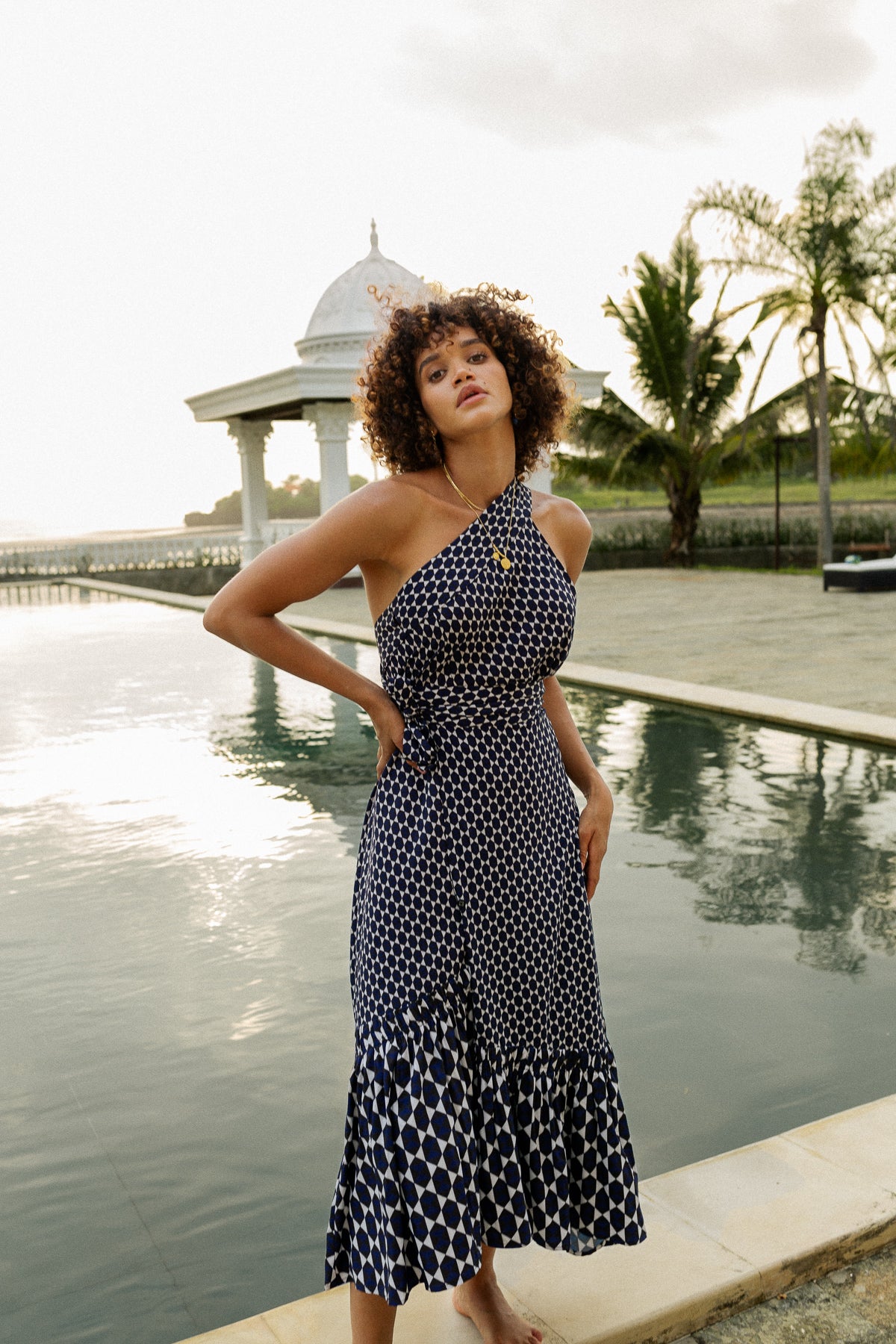 Dahlia Multiway Skirt | Mirage Geometric Print | Wrap Midi Skirt