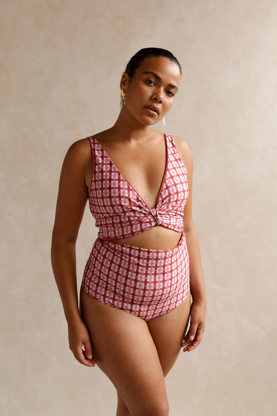 Brigitte Reversible Bikini Bottoms, Pink Gingham Bikini