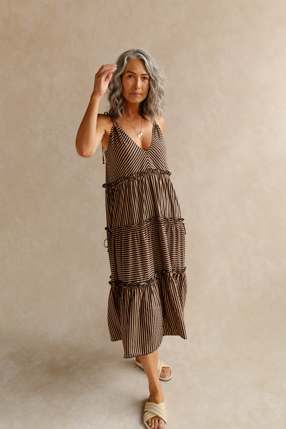 Viviana Multiway Dress Valencia | Cream and Black Stripe Dress