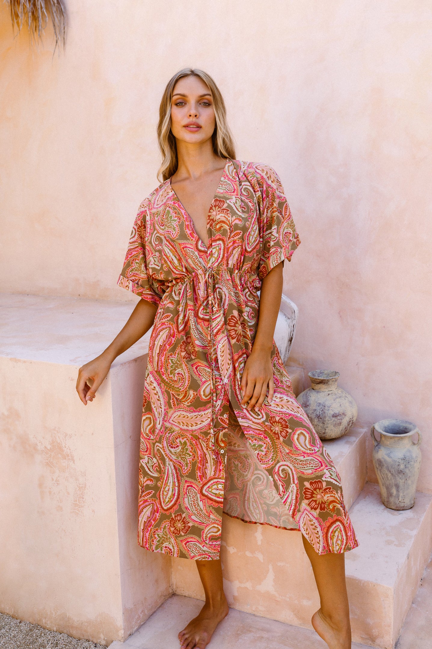 Cecile Kaftan Dress in Barcelona Paisley Beach Cover Up