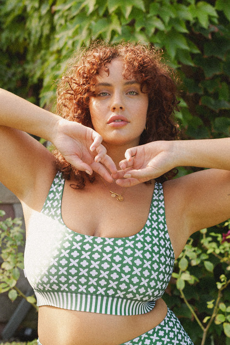 Andi Reversible Bikini Top | Green Plus Size Bikini | Reversible Women's Swimwear – Baiia Swimwear