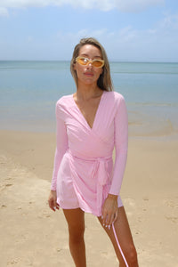 Bon Bon Long Sleeve Wrap Top - Pink