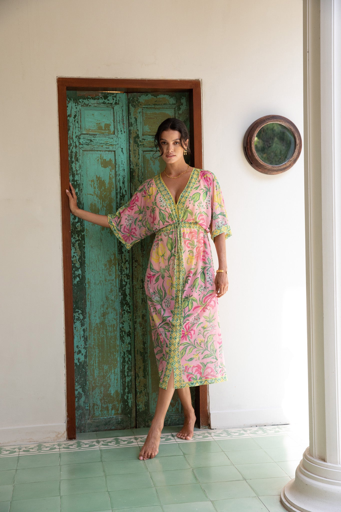 a-line midi dress in limoncello Mesh Cecile Kaftan Dress in Limoncello | Printed Beach Dress