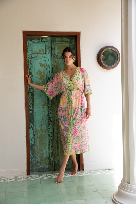 Mesh Cecile Kaftan Dress - Limoncello