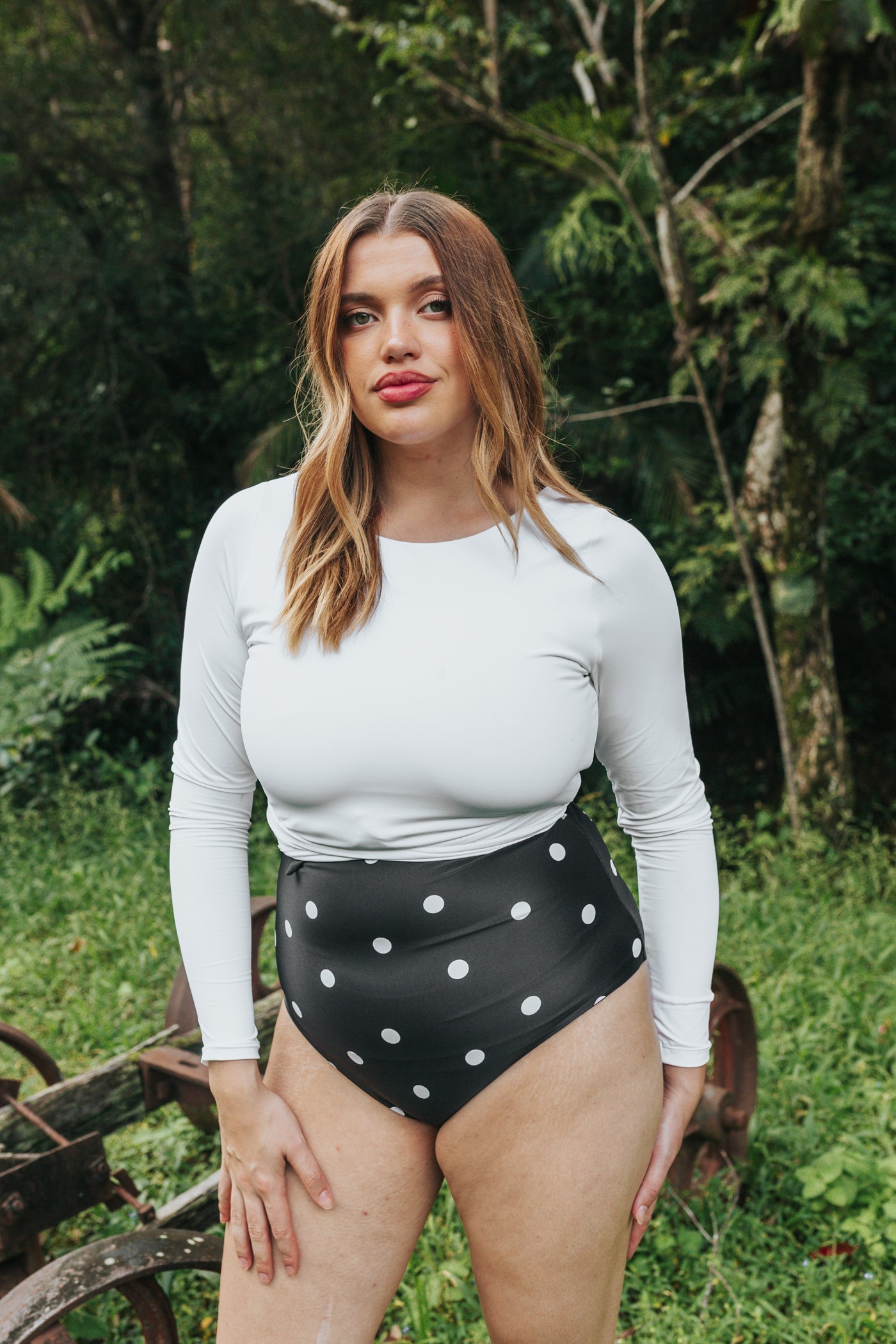White Long Sleeve Swim Wrap Top (PRE ORDER)