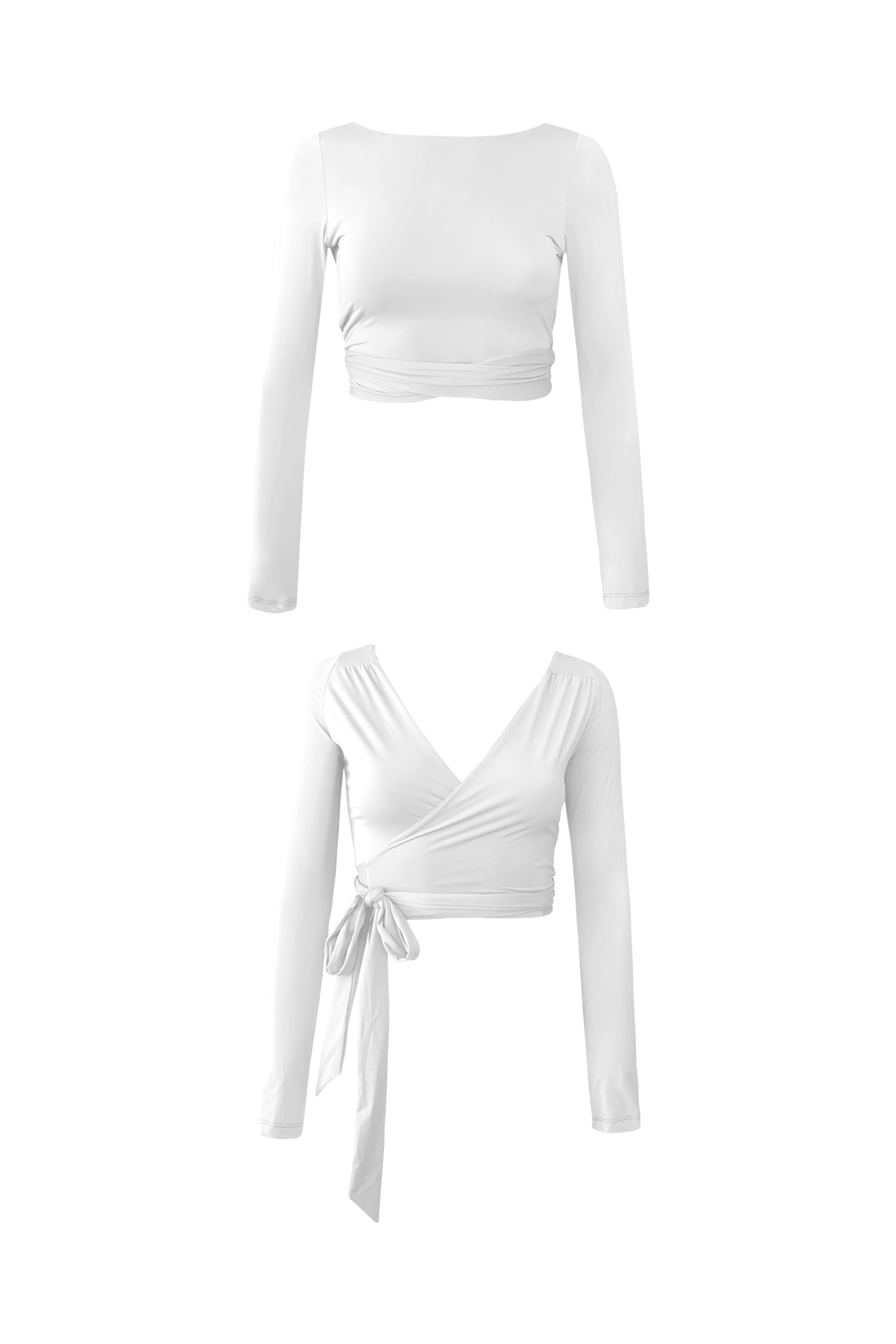 White Long Sleeve Swim Wrap Top