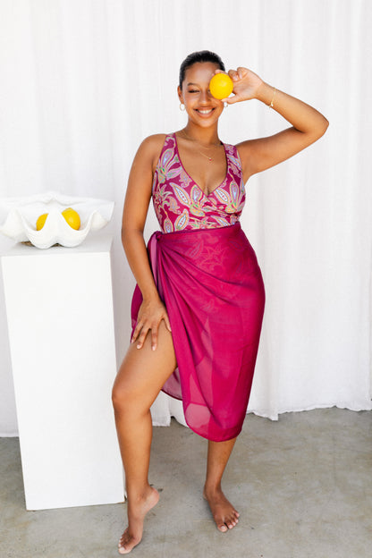 Paisley - Sangria Pink Reversible Bikini Top