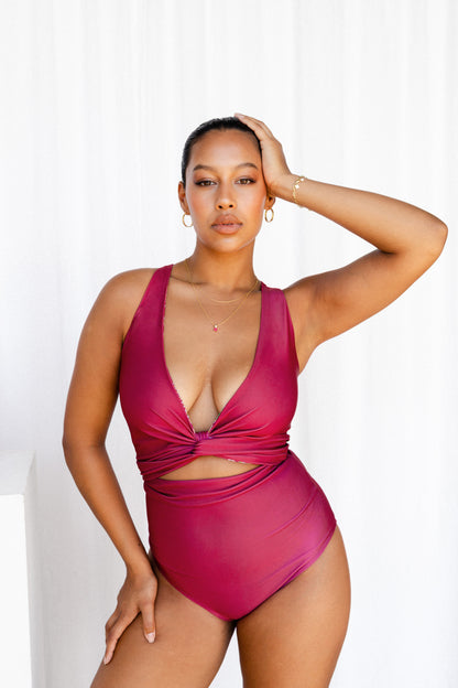 Paisley - Sangria Pink Reversible Bikini Top