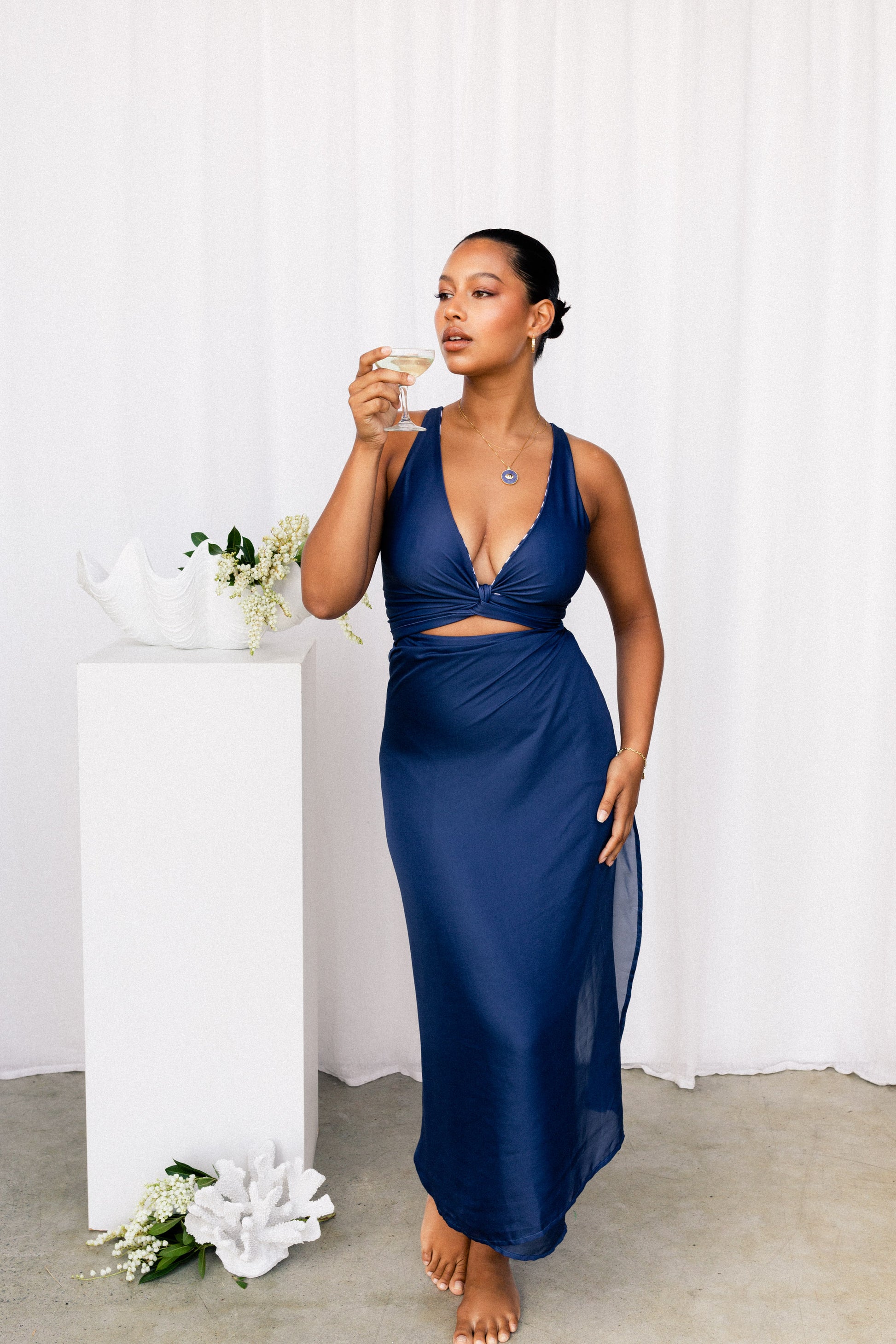 Sarong in Hamptons Navy Beach Cover-up Women's Skirt – Baiia