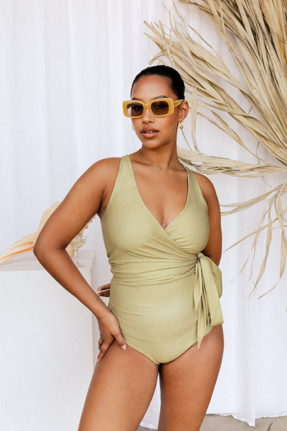 Pear bikini with tie to side for more coverage