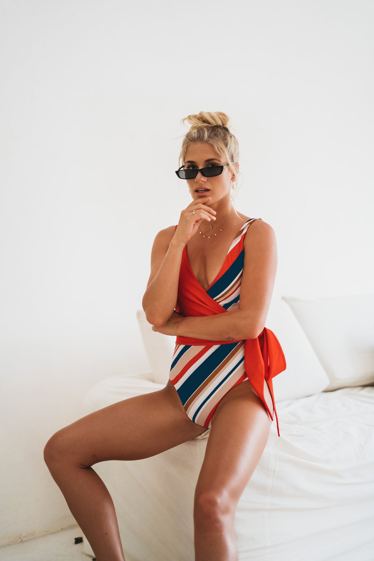 Monaco Navy Stripe Reversible Wrapsuit - Second/Sample