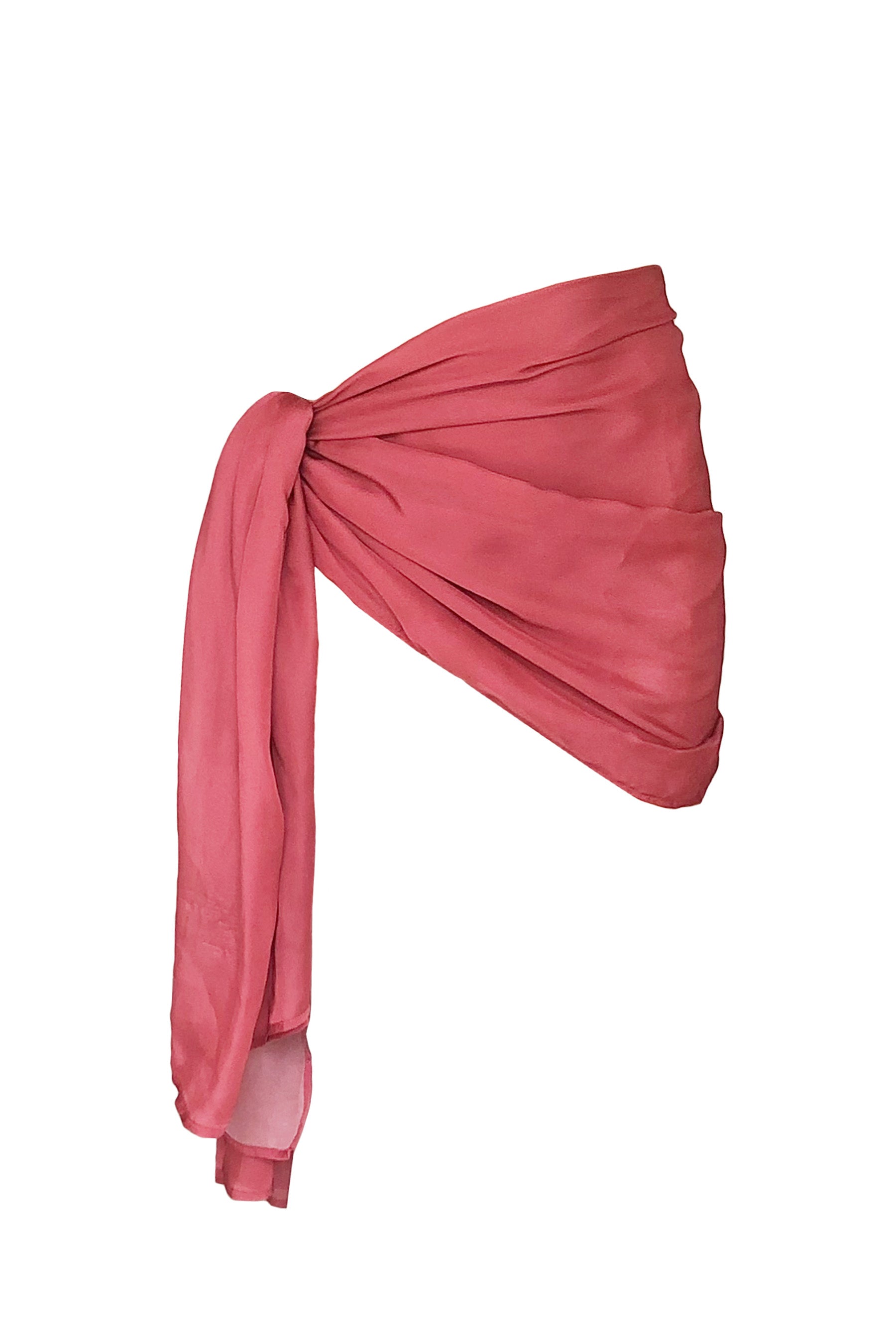 Product image of the burnt coral pink toned Brigitte sarong.